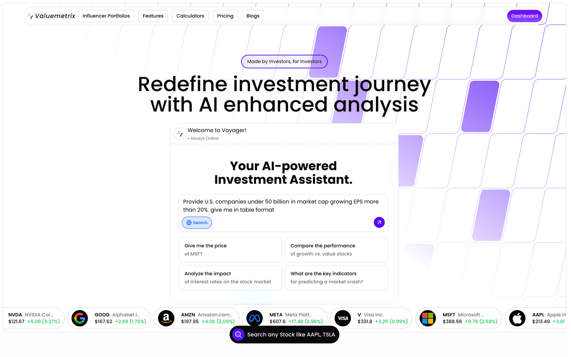 Valuemetix: AI Investment Stock Platform for Retail Investors.
