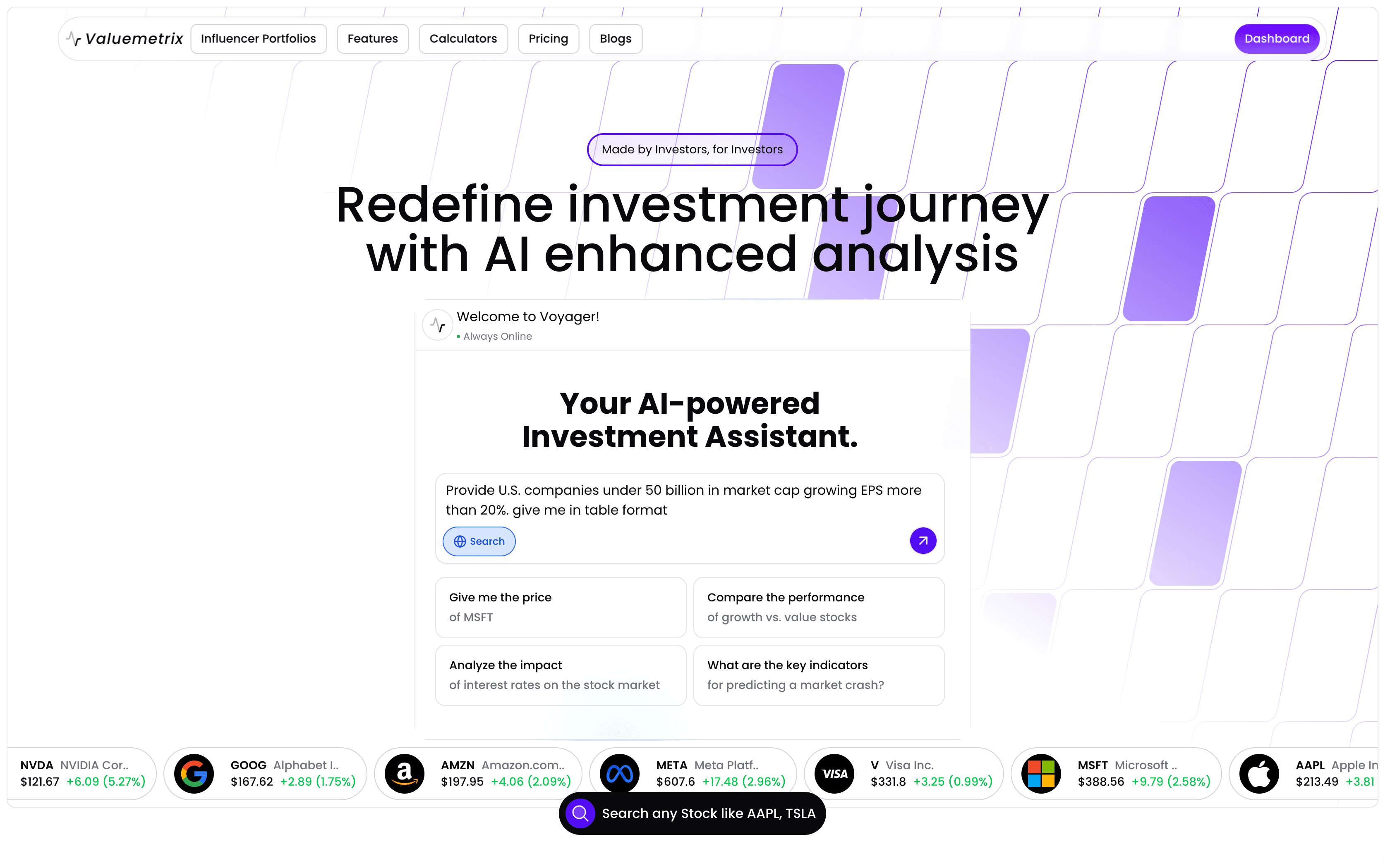 Valuemetix: AI Investment Stock Platform for Retail Investors.